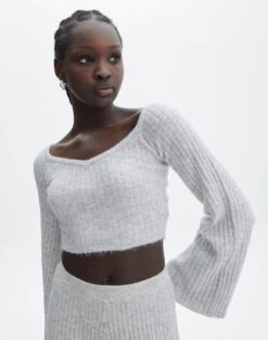 Ribbed Knit Maxi Skirt -Swoon Fashion mariah v neck rib top pale grey marle front kl98427rrec 1