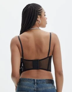 Mesh Detailed Corset Top -Swoon Fashion mika mesh corset black back ut113858pln