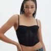 Mesh Detailed Corset Top -Swoon Fashion mika mesh corset black front ut113858pln