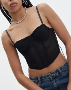 Mesh Detailed Corset Top -Swoon Fashion mika mesh corset black imageback ut113858pln