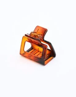 Split Tie Front Print Blouse -Swoon Fashion mini cube hair clip brown tort front ha102281clp