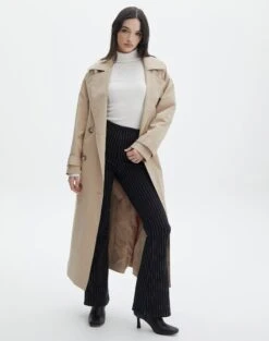 Wide Leg Pinstipe Tailored Pant -Swoon Fashion minogue super flare ponte pants black pinstripe front pw52146stp 3