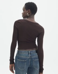 Scoop Neck Long Sleeve Crop Top -Swoon Fashion mylie wide rib scoop its soy cute back tl111290vis