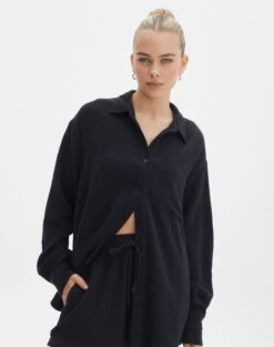 Lace Up Detailed Corset Top -Swoon Fashion o co snoop muslin black front bl122896mus 1