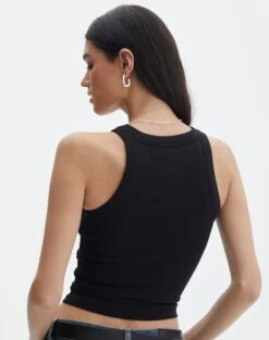 Crew Neck Longline Tank -Swoon Fashion o frank longline tank black back tv115122orib