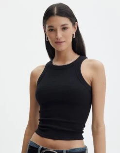 Oversized Cord Long Sleeve Shirt -Swoon Fashion o frank longline tank black front tv115122orib 4