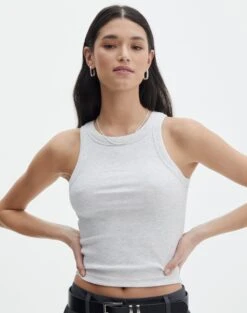 Crew Neck Longline Tank -Swoon Fashion o frank longline tank snow marle front tv115122orib 1