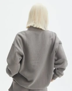 Oversized Embroidered Quarter Zip Sweater -Swoon Fashion olivia oversized quarter zip portland gunsmoke back tl97172oemb