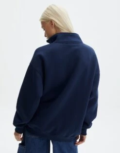 Oversized Embroidered Quarter Zip Sweater -Swoon Fashion olivia oversized quarter zip portlandnaughtical back tl97172oemb