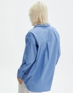 Oversized Cotton Shirt -Swoon Fashion ollie poplin oversized shirt cowboy blues back bl48432pop