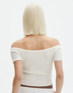 Knit Off The Shoulder Crop Top -Swoon Fashion opal off the shoulder top milk back ks130295knt
