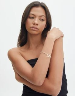 One Shoulder Knit Maxi Dress -Swoon Fashion open link plated bracelet silver front je144593bra 20