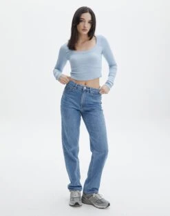 Cotton Scoop Neck Long Sleeve Top -Swoon Fashion p wylie wide rib scoop icecap full tl53892prib