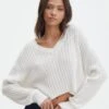 V-Neck Drop Shoulder Knit Jumper -Swoon Fashion paige preppy v neck milk front kl90519oca 2