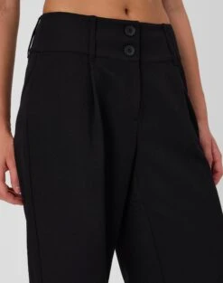Double Button Tailored Pant -Swoon Fashion penny button suit pant black imageback pw91835pln