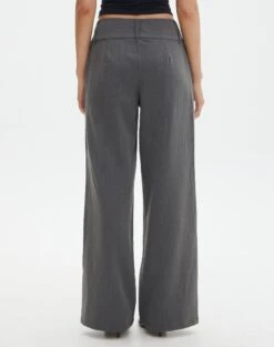 Double Button Tailored Pant -Swoon Fashion penny button suit pant charcoal back pw91835pln
