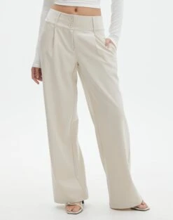 Double Button Tailored Pant -Swoon Fashion penny button suit pant what the shell full pw91835pln