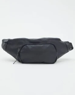 Faux Leather Bumbag -Swoon Fashion pip pu bumbag black detail bg135104pu