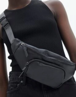 Thin Rectangle Sunglasses -Swoon Fashion pip pu bumbag black front bg135104pu 5