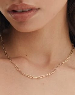 Swoon Fashion -Swoon Fashion plated fine chain link necklace gold full je105967nl