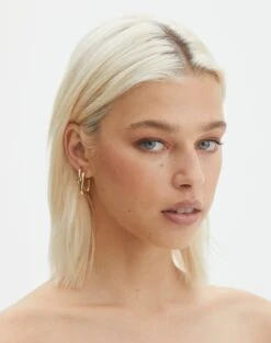 Mid Rise Pinstripe Wide Leg Pant -Swoon Fashion plated simi rectangle two pack hoop set gold front je101598ear 4