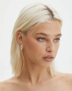 Pocket Satin Long Sleeve Shirt -Swoon Fashion plated tasha thick huggie hoops silver front je101457ear 6