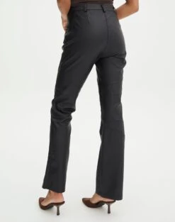 Stitch Detail Faux Leather Pant -Swoon Fashion polly pu pant black back pw106535pu