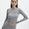 Luxe Lounge Modal Ribbed Long Sleeve Top 1 Luxe Lounge Modal Ribbed Long Sleeve Top -Swoon Fashion pop basic longsleeve heather marle front tl93055mod