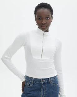 Luxe Lounge Modal Quarter Zip Front Long Sleeve Top -Swoon Fashion quinn quarter zip top milk front tl93138mod