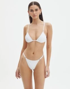 Broderie Trim Thong Bikini Bottom -Swoon Fashion r alex adjustable bikini brief white front ga53112rpln 3