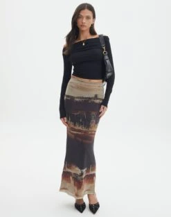 Trim Detail High Waist Velour Mini Skirt -Swoon Fashion r co drey mesh maxi skirt sandy tie dye front sl52001rprt 1
