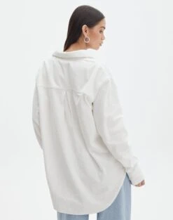 Oversized Cord Long Sleeve Shirt -Swoon Fashion r curt cord shirt milk back bl100483rcor