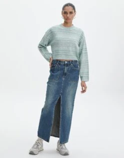 Stripe Knit Jumper -Swoon Fashion r didi crew neck knit academia stripe full kl112842rstp