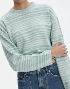 Stripe Knit Jumper -Swoon Fashion r didi crew neck knit academia stripe imageback kl112842rstp
