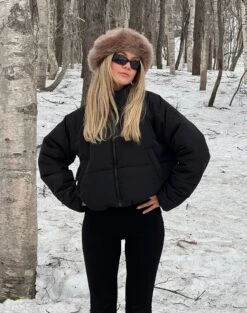 Zip Up Puffer Jacket -Swoon Fashion r eddie funnel crop puffer black coldfront cs84145rpln