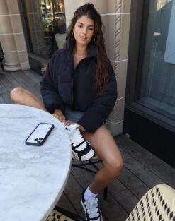 Zip Up Puffer Jacket -Swoon Fashion r eddie funnel crop puffer black hotfront cs84145rpln