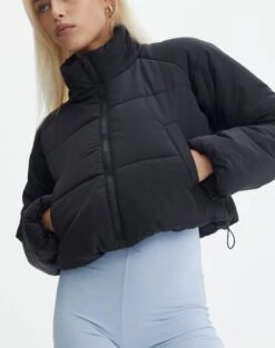Zip Up Puffer Jacket -Swoon Fashion r eddie funnel crop puffer black hotside cs84145rpln
