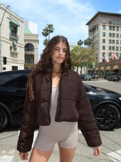 Long Sleeve Ribbed Knit Top -Swoon Fashion r eddie funnel crop puffer its soy cute front cs84145rpln 3