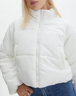 Zip Up Puffer Jacket -Swoon Fashion r eddie funnel crop puffer milk imageback cs84145rpln
