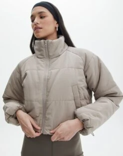Zip Up Puffer Jacket -Swoon Fashion r eddie funnel crop puffer on the rocks front cs84145rpln 4