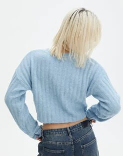 Knit Crew Neck Jumper -Swoon Fashion r egypt wide rib cropped knit blue yonder back kl97635raus