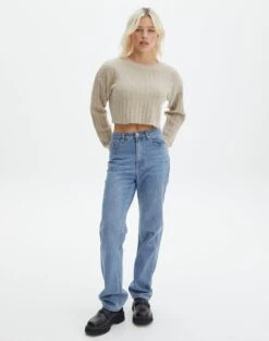 Knit Crew Neck Jumper -Swoon Fashion r egypt wide rib cropped knit on the rocks full kl97635raus