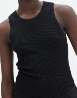 Rib Knit Tank -Swoon Fashion r guy cropped knit black imageback kv55139rrib