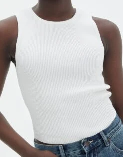 Rib Knit Tank -Swoon Fashion r guy cropped knit white imageback kv55139rrib