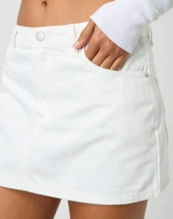 Low Rise Denim Mini Skirt -Swoon Fashion r leni low rise hemmed mini skirt milk imageback ss55069rden