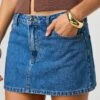 Low Rise Denim Mini Skirt -Swoon Fashion r leni low rise hemmed mini skirt suzy mid wash front ss55069rden 5