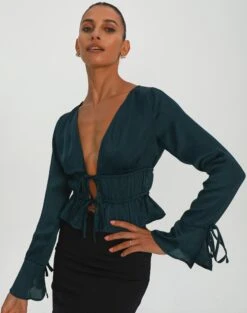 Split Tie Front Blouse