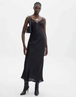 Knit Long Sleeve Keyhole Maxi Dress -Swoon Fashion r levi lace dress black front dl118358rsat 10