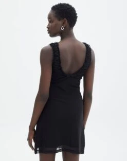 Ruched V Neck Mini Dress -Swoon Fashion r limi mesh mini dress black back ds92560rmes