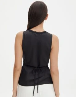 Lace Trim Satin Cami -Swoon Fashion r lola lace trim cami black back bv119674rsat